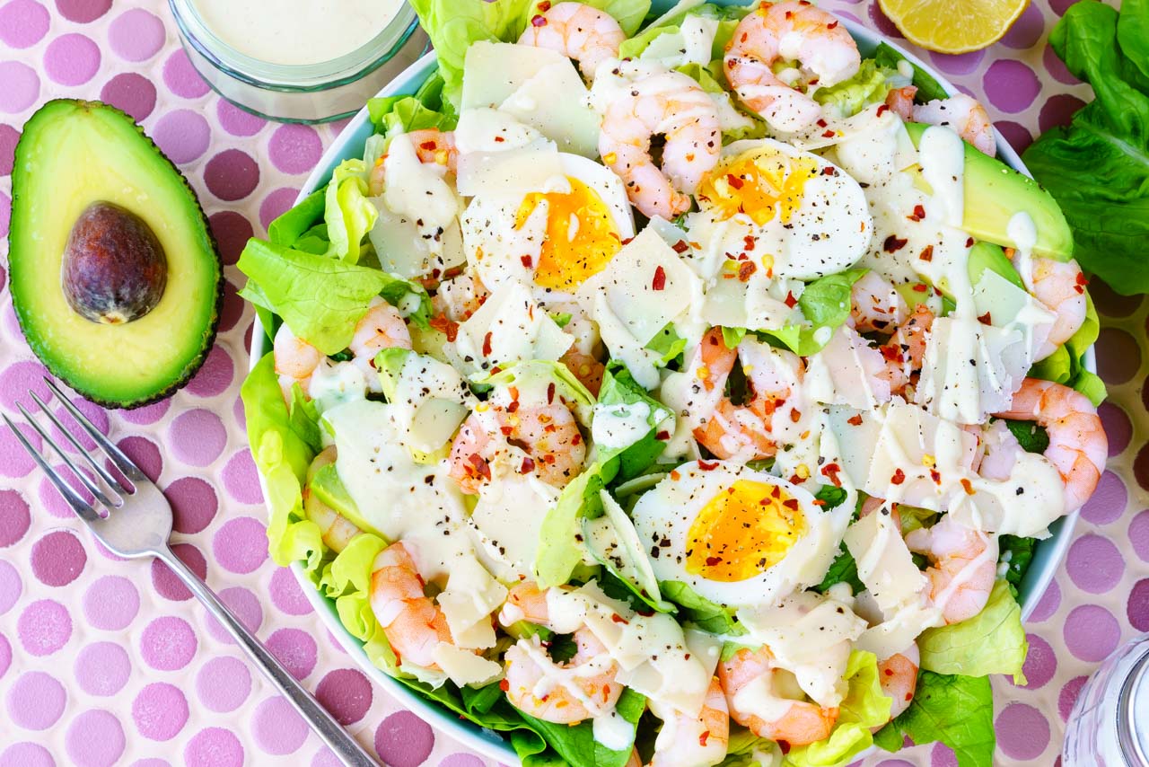 Garlic Shrimp Caesar Salad CleanFoodCrush