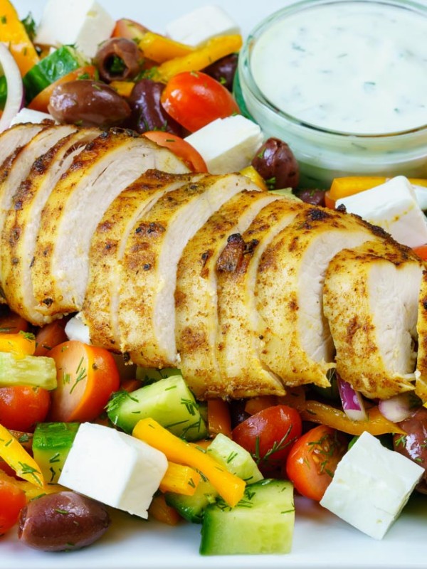 Greek Lemon Garlic Chicken Salad CleanFoodCrush