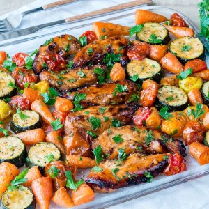 ONE PAN Balsamic Chicken + Veggies CleanFoodCrush