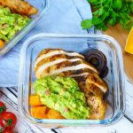 Roasted chicken veggies and guac bowls Meal Prep