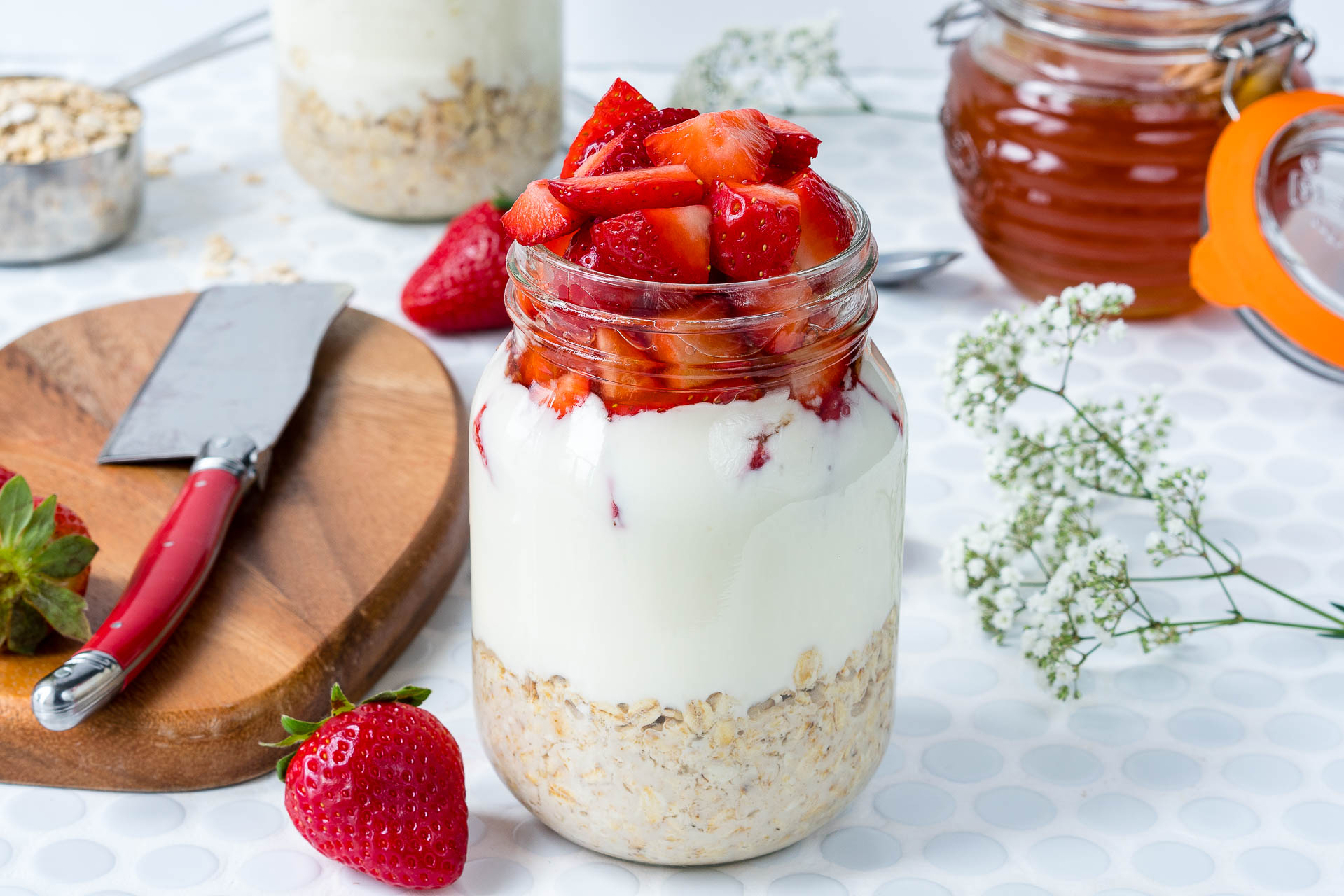 Strawberries + Cream Overnight Oats Clean Eating Breakfast