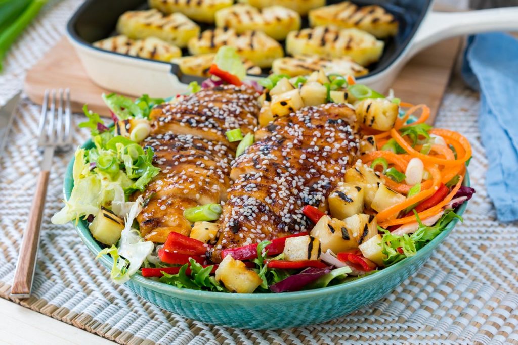 Teriyaki Chicken Salad Recipe + Homemade Pineapple Sauce CleanFoodCrush