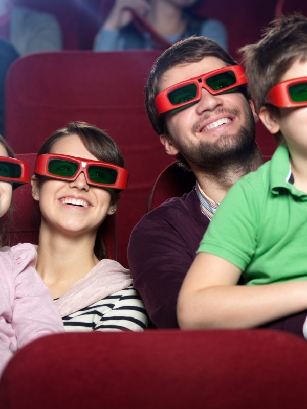 Family watching movies together