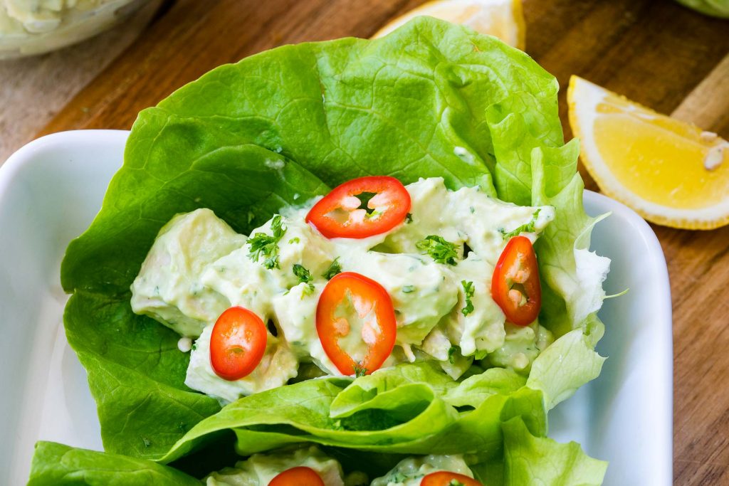Avocado Chicken Salad Lettuce Wraps