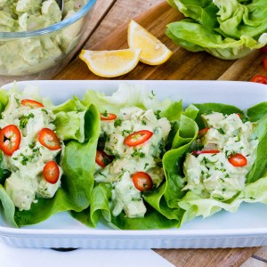 Clean Eating Avocado Chicken Salad Lettuce Wraps