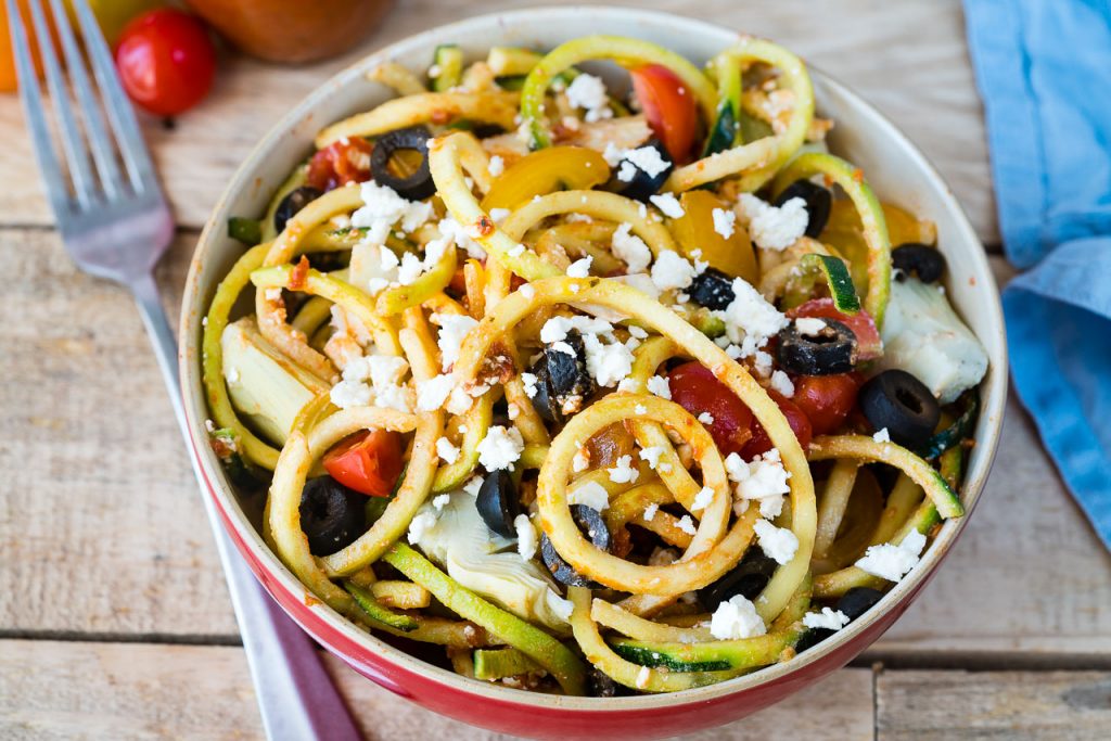 CleanFoodCrush Mediterranean Zucchini Noodle Salad