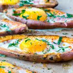 Healthy Ham n' Egg Loaded Sweet Potatoes