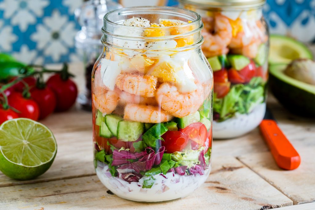 Shrimp Cobb Jar Salad Packed Lunch Idea
