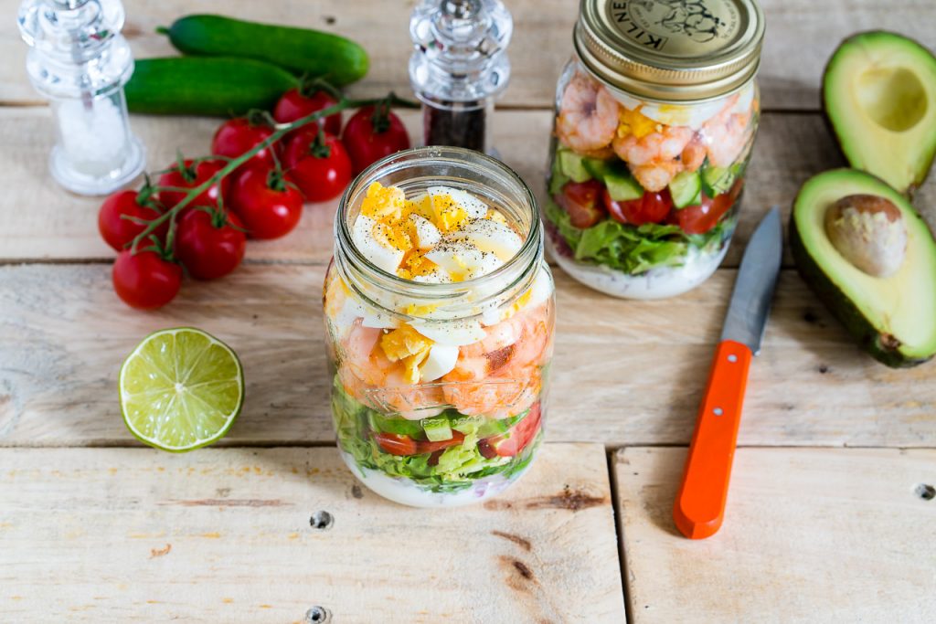 Clean Eating Shrimp Cobb Jar Salad Recipe