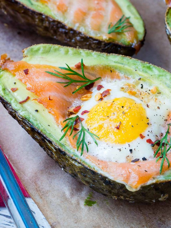 Smoked Salmon + Egg Baked Avocados Recipe