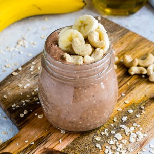 Chocolate + Cashew Butter Overnight Oats CleanFoodCrush