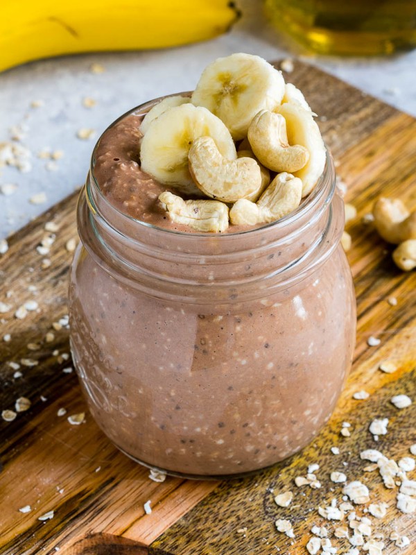 Chocolate + Cashew Butter Overnight Oats CleanFoodCrush