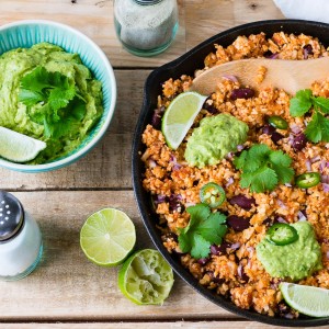 Clean Eating Mexican Style Cauliflower Rice + Guacamole