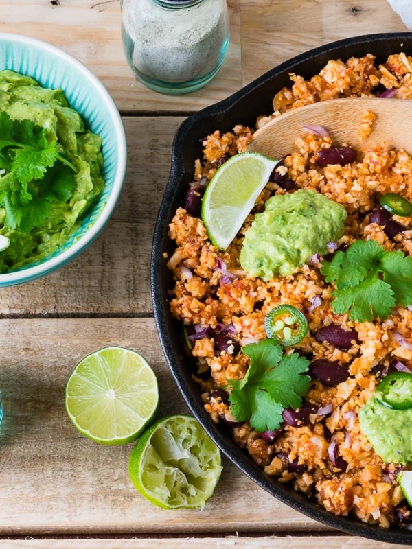 Clean Eating Mexican Style Cauliflower Rice + Guacamole