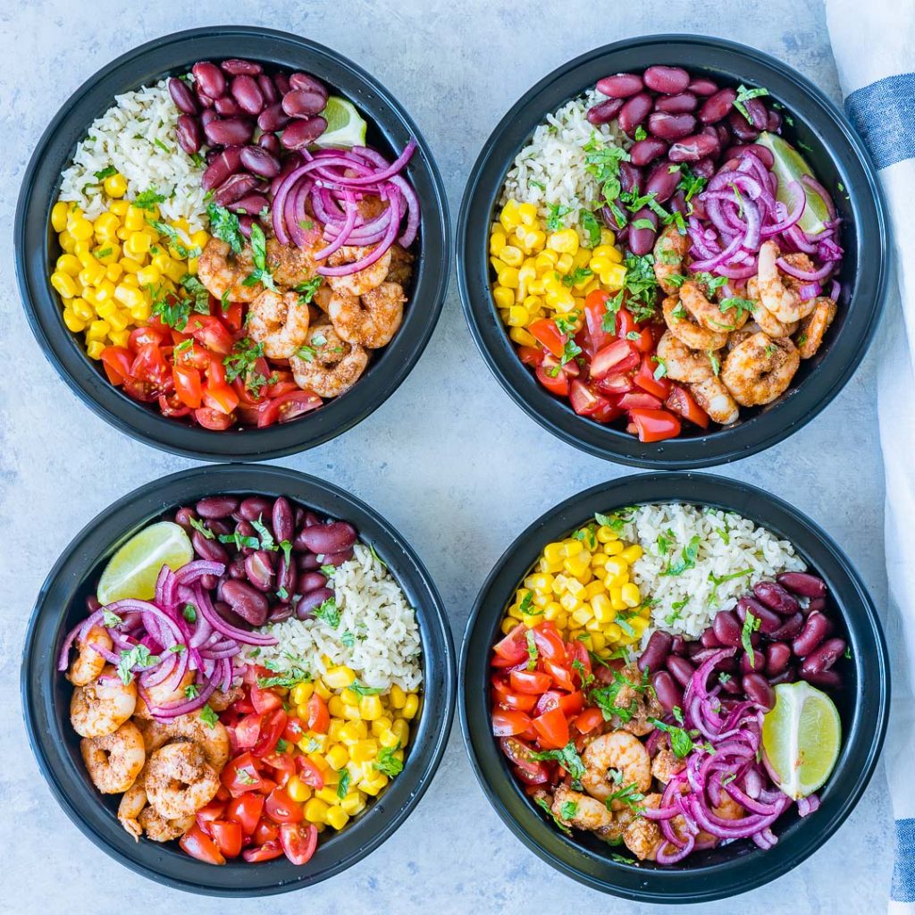 Clean Eating Shrimp Burrito Meal Prep Bowls