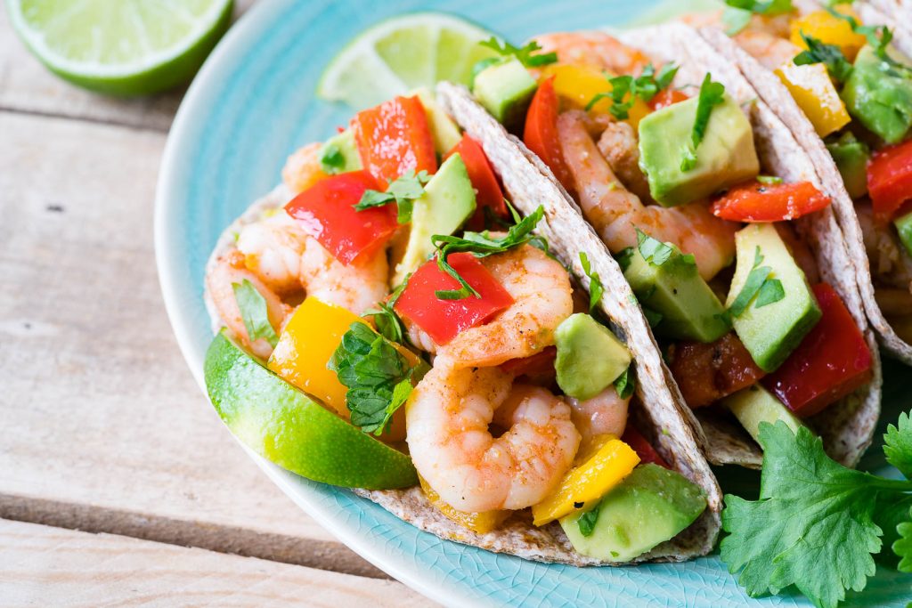 Clean Eating Shrimp Fajitas with Avocado