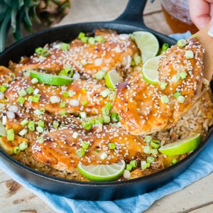 Clean Eating Teriyaki Chicken + Pineapple Rice Skillet