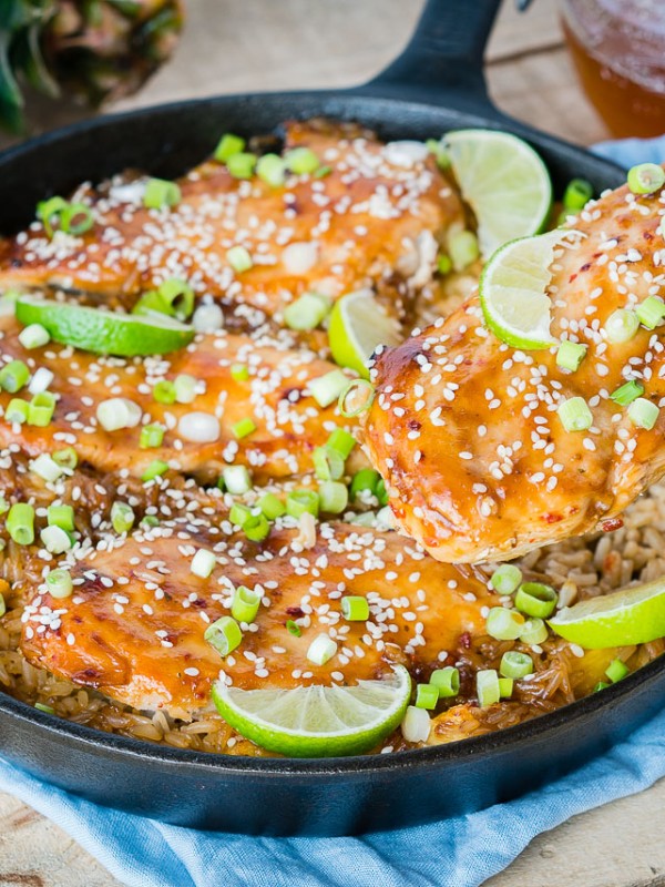 Clean Eating Teriyaki Chicken + Pineapple Rice Skillet