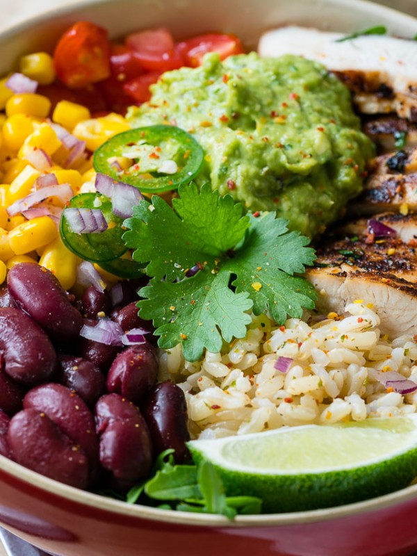 CleanFoodCrush Chicken Burrito Bowls + Cilantro-Lime Rice
