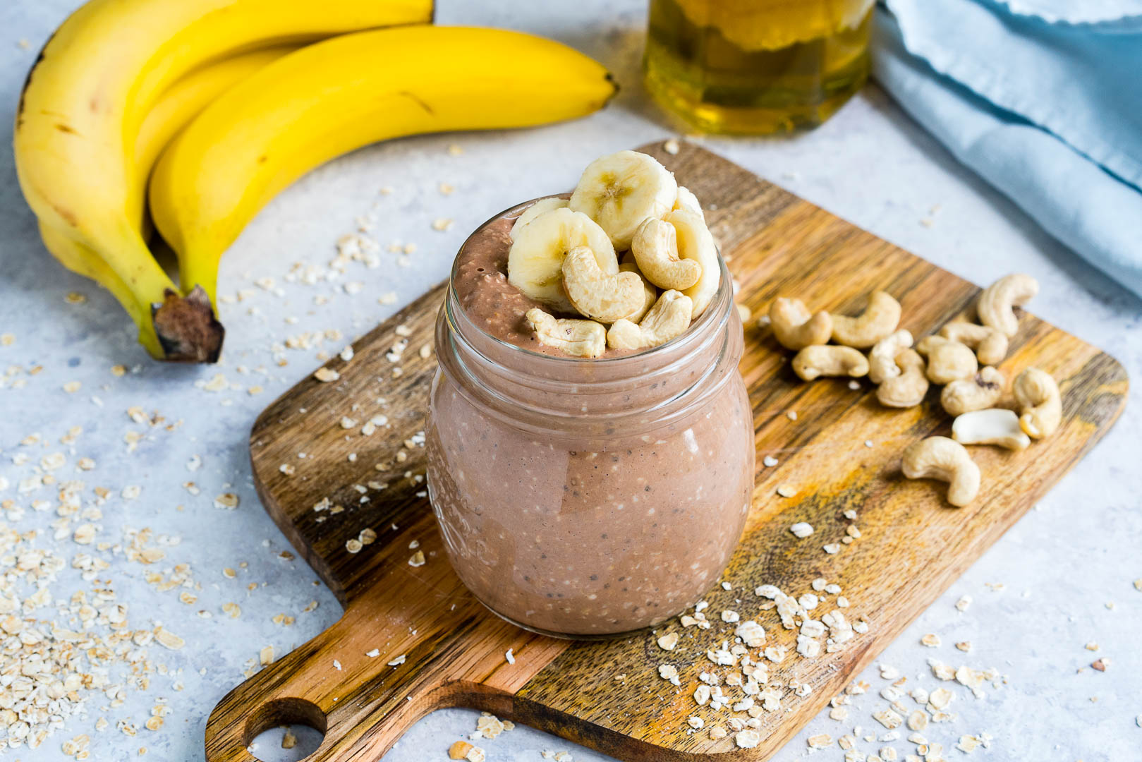 Chocolate + Cashew Butter Overnight Oats for a Super Healthy Morning