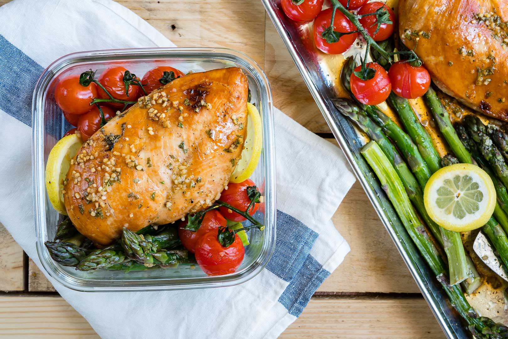 Sheet Pan Honey Garlic Chicken + Asparagus (Meal Prep Friendly