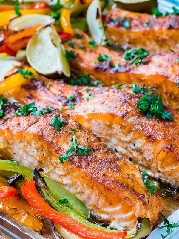 CleanFoodCrush Sheet Pan Salmon Fajitas Recipe
