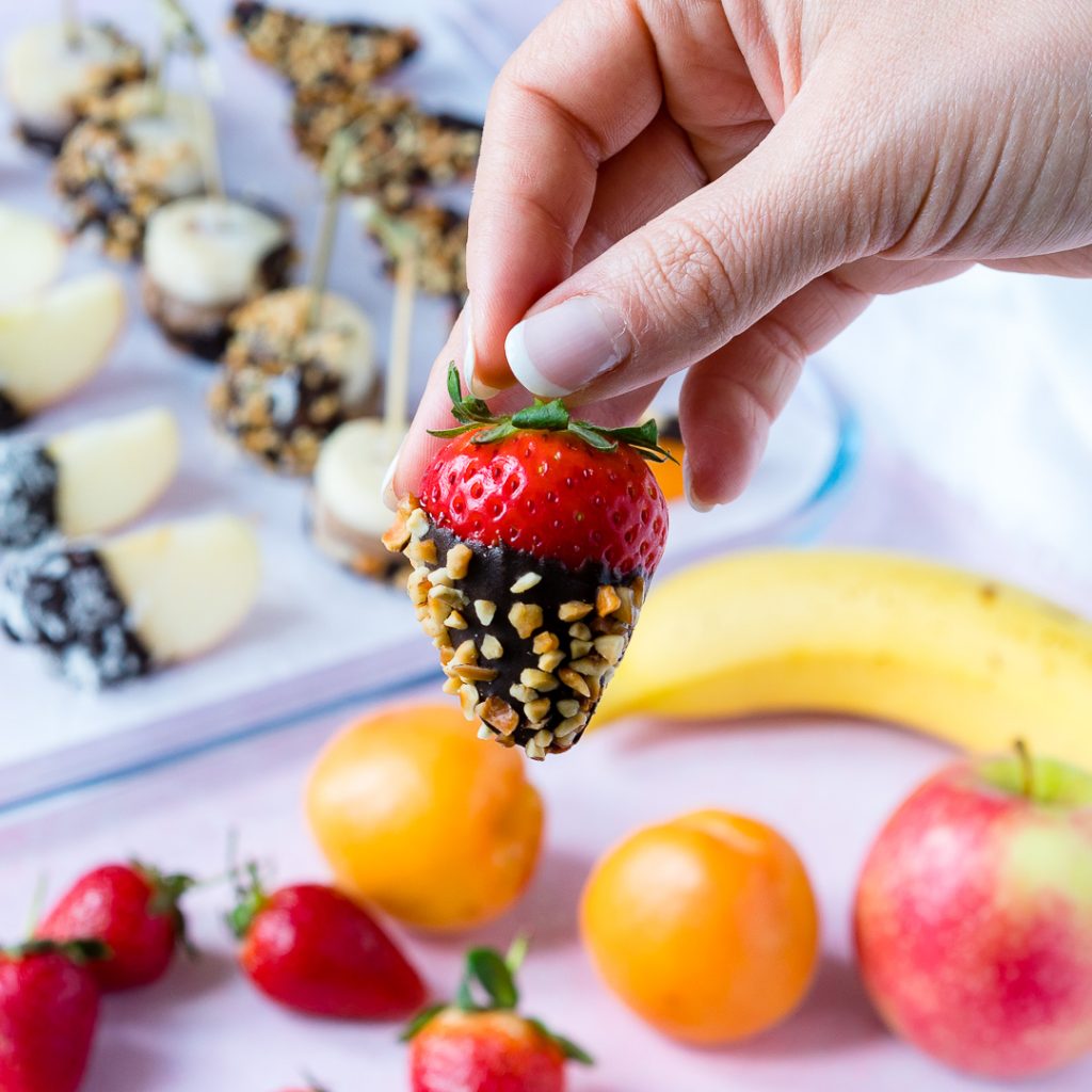 Dark Chocolate Covered Fruit Dessert