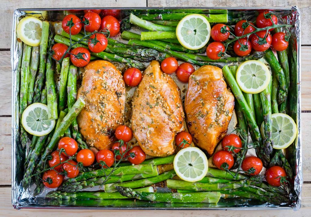One Pan Honey garlic chicken and asparagus