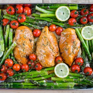 One Pan Honey garlic chicken and asparagus