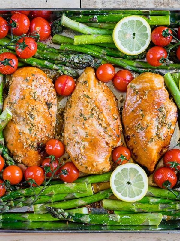 One Pan Honey garlic chicken and asparagus