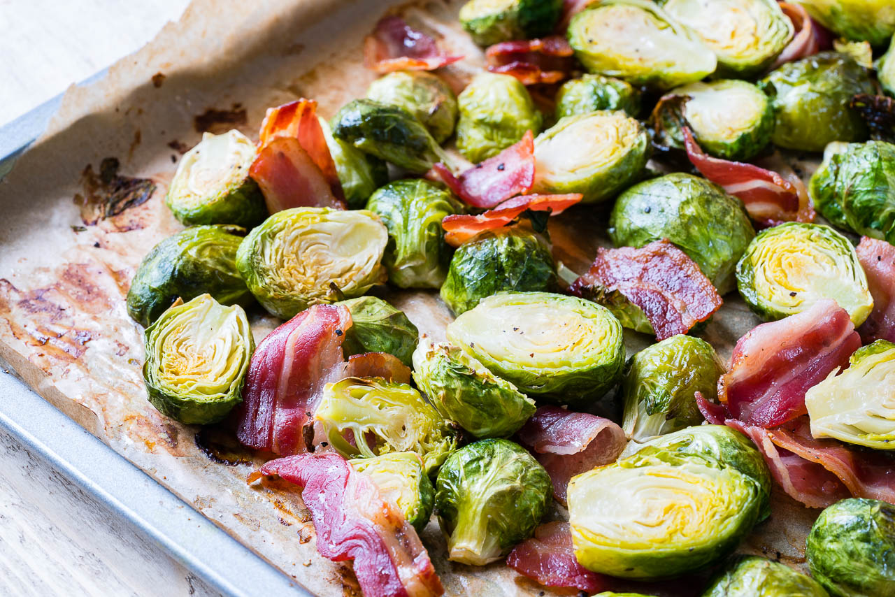 Oven Roasted Brussels Sprouts + Bacon (Quick & Easy Side Dish!) Clean