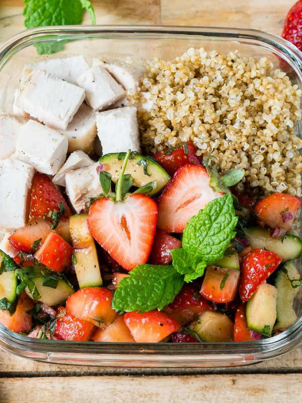 Roasted Chicken + Strawberry Salsa Bowls