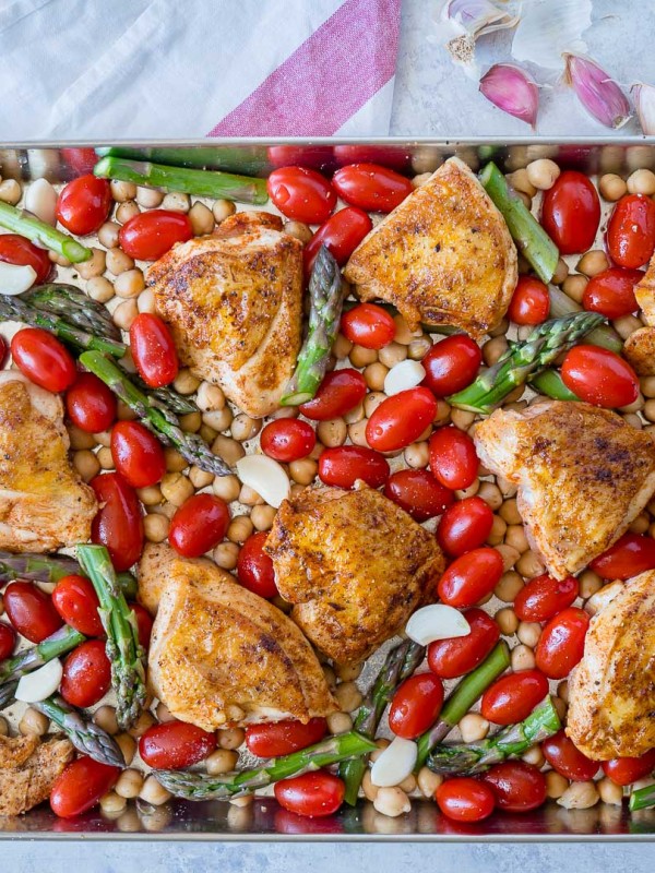 Sheet Pan Mustard Garlic Chicken + Chickpeas + Fresh Asparagus