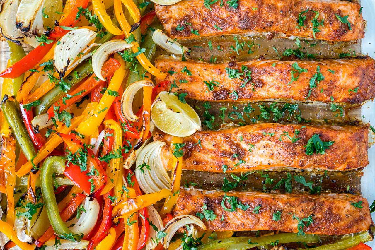 You’re Going to Love these Clean Eating Sheet Pan Salmon Fajitas! Clean Food Crush