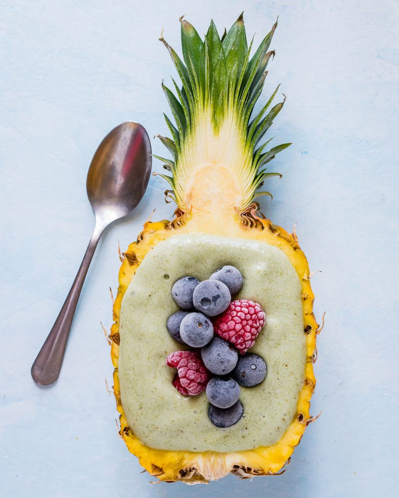 Fruit Tropical Smoothie Bowls with Spirulina