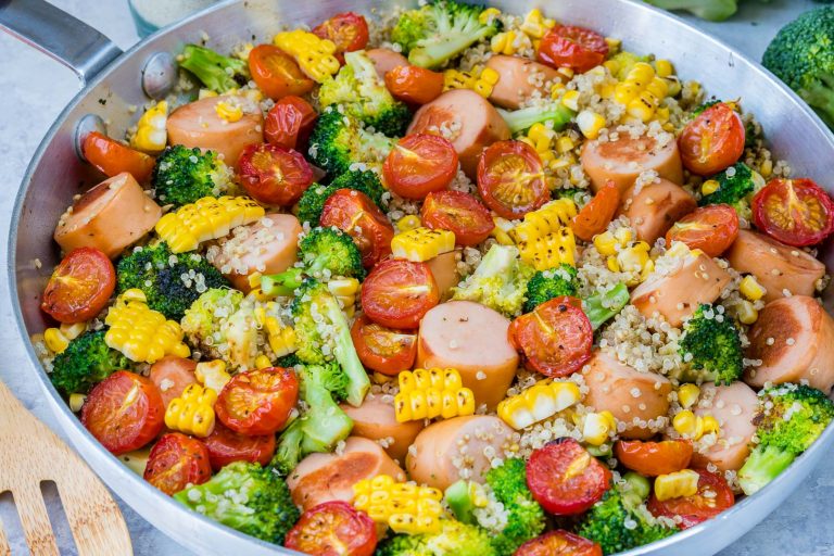 20 Minute Broccoli + Sausage + Quinoa Skillet: Clean Eating Win ...