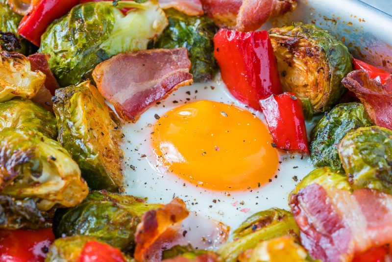 Brussels Sprouts, Eggs + Bacon (One Pan Breakfast Idea!) Clean Food Crush