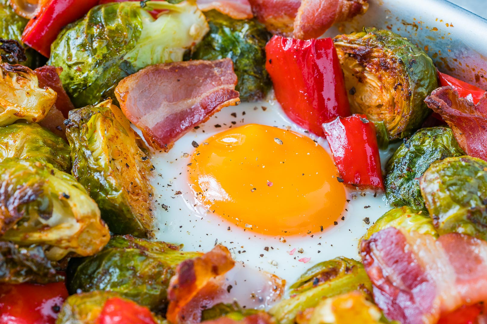 Brussels Sprouts, Eggs + Bacon (One Pan Breakfast Idea!) Clean Food Crush