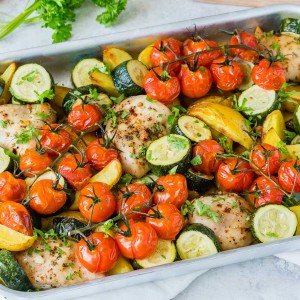 Clean Eating Sheet Pan Summertime Chicken Bake