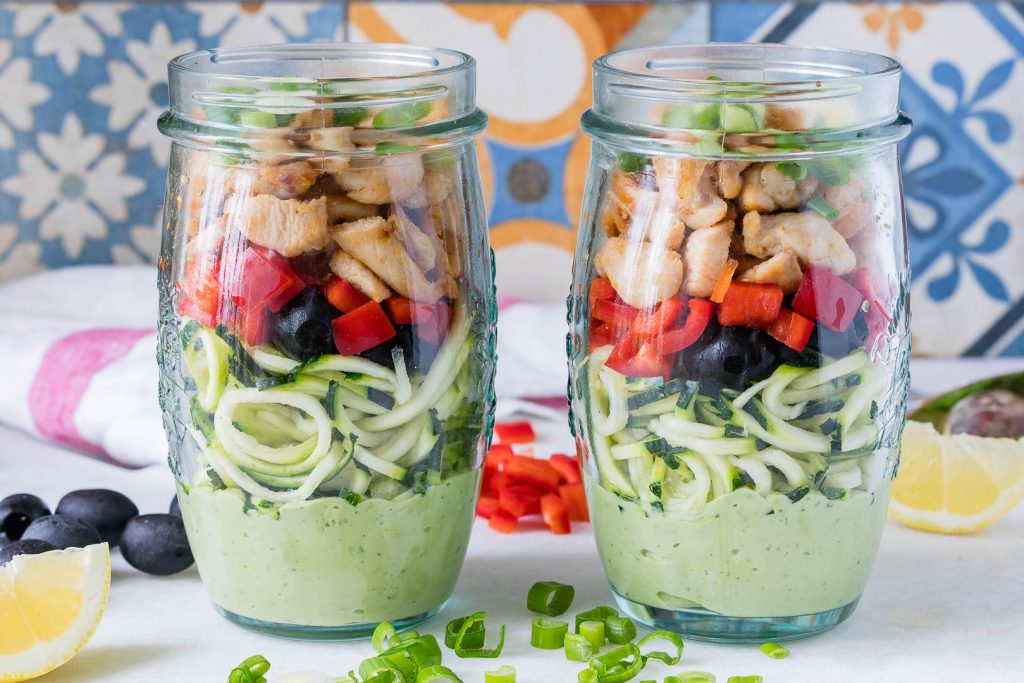 Healthy Zoodle Chicken Salad In a Jar