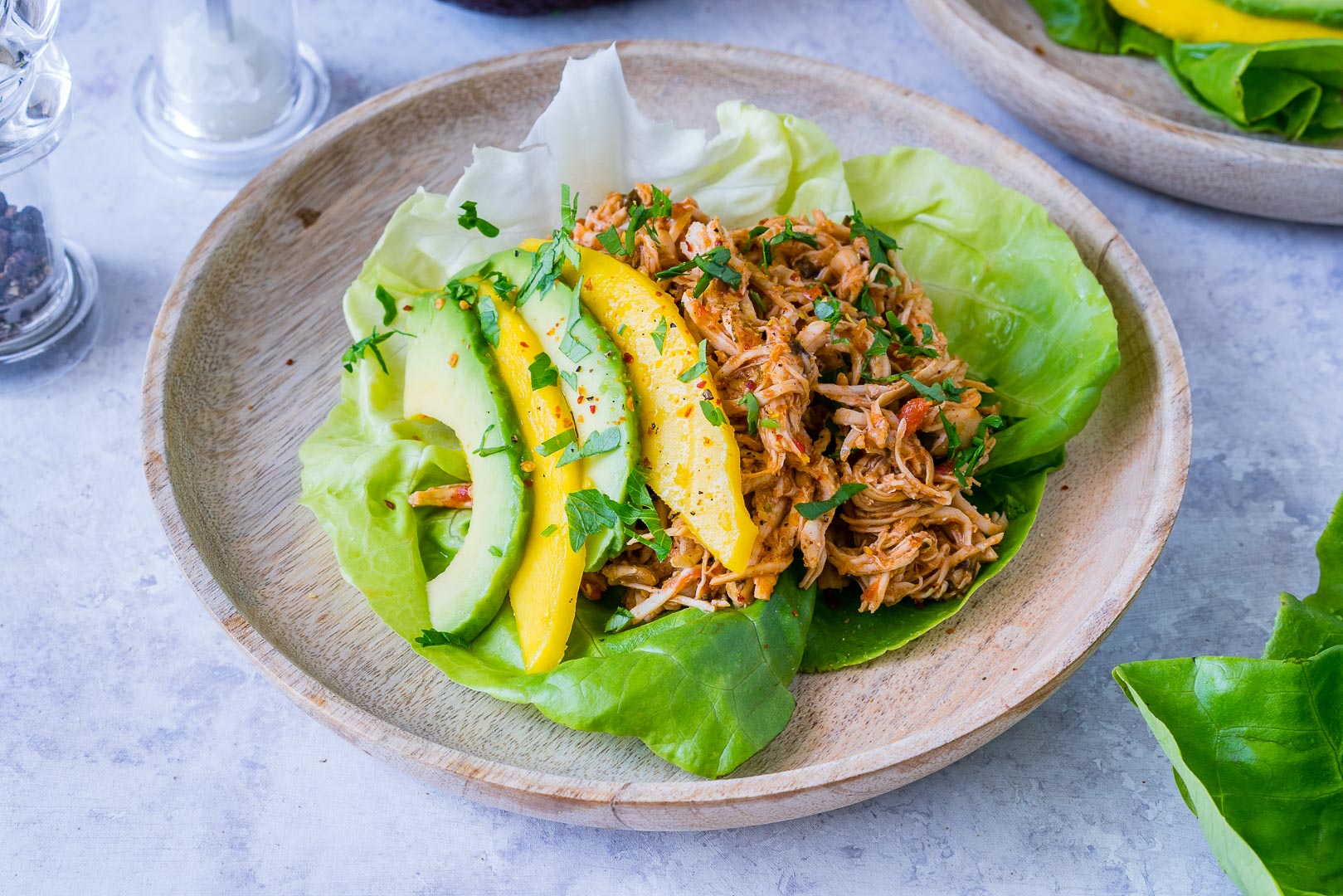 CrockPot Jamaican Pulled Chicken Lettuce Wraps for Fresh Clean Eating