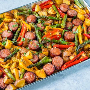 CleanFoodCrush One Pan Honey Garlic Sausage + Veggies