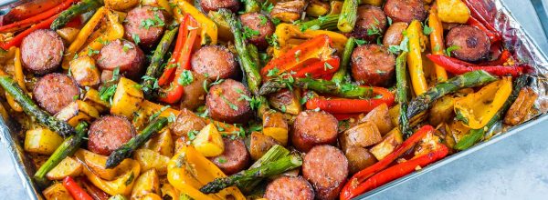 CleanFoodCrush One Pan Honey Garlic Sausage + Veggies