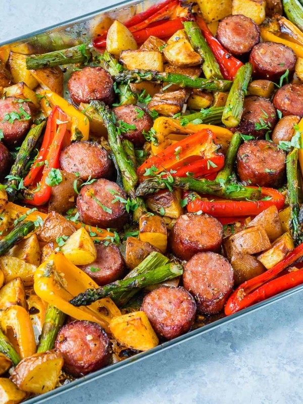 CleanFoodCrush One Pan Honey Garlic Sausage + Veggies