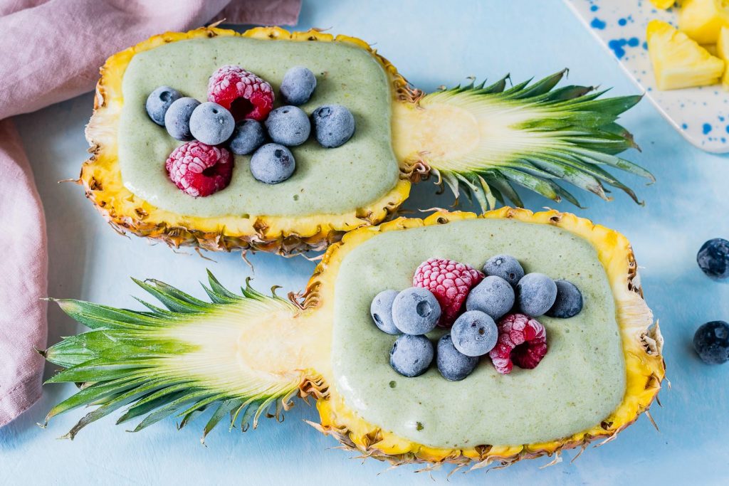 Tropical Smoothie on Pineapple Bowl