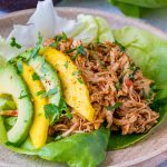 Crock-Pot Jamaican Pulled Chicken Lettuce Wraps CleanFoodCrush