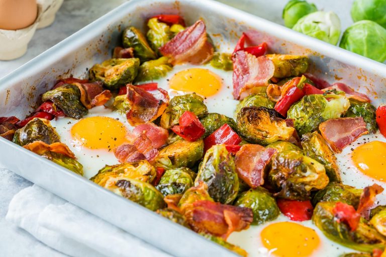 Brussels Sprouts, Eggs + Bacon (One Pan Breakfast Idea!) Clean Food Crush