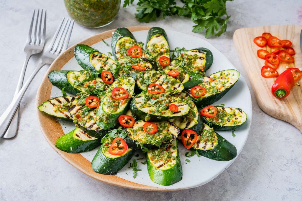 Healthy Grilled Zucchini with Chimichurri