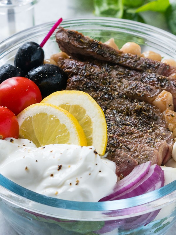 Mediterranean Steak Salad Bowls CleanFoodCrush