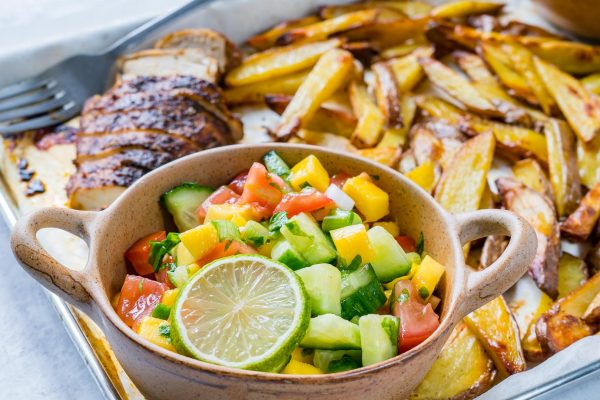 eat-clean-sheet-pan-jerk-chicken-with-baked-fries-fresh-mango-salsa